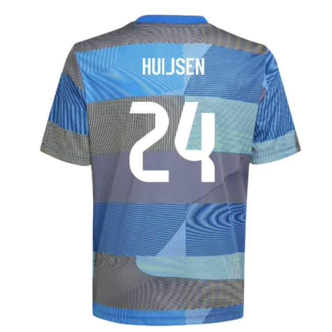 2025-2026 Real Madrid Pre-Match Shirt (Blue) - Kids (Huijsen 24)-Football Shirts Shop