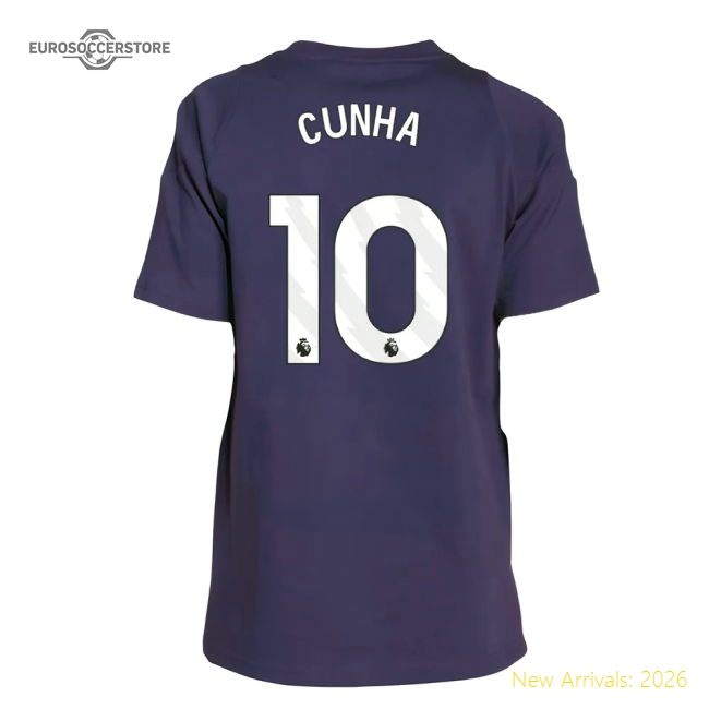 2025-2026 Man Utd Training Tee (Aurora Plum) - Kids (Cunha 10)-Football Jersey Hub