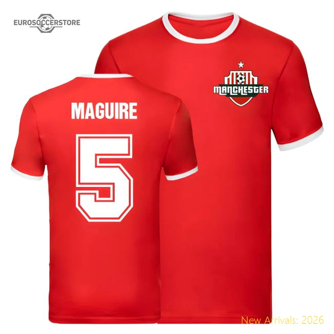 Harry Maguire Manchester United Ringer Tee (Red)-Football Jersey Hub