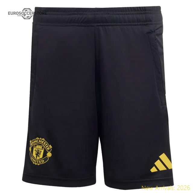2025-2026 Man Utd EU Training Shorts (Black) - Kids-Football Jersey Hub