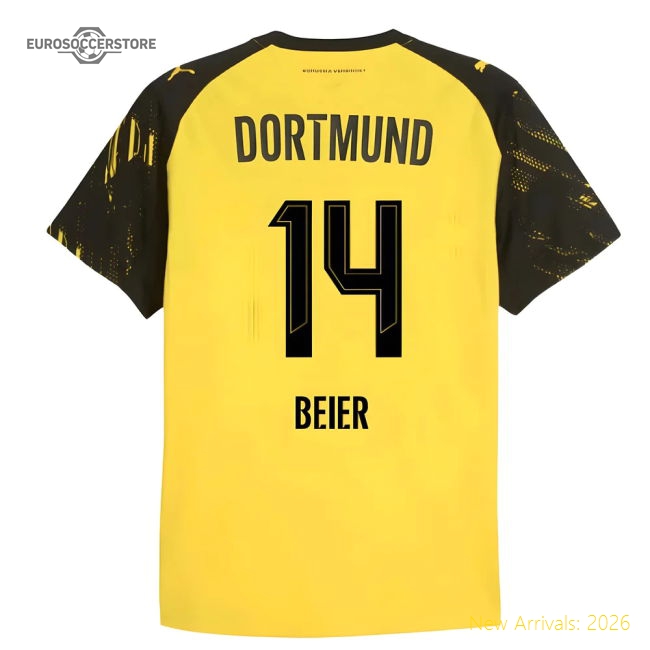 2025-2026 Borussia Dortmund Authentic Home Shirt (Beier 14)-Football Jersey Hub