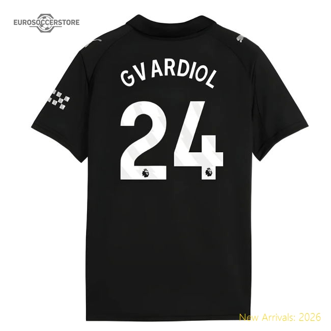 2025-2026 Man City Away Shirt (Kids) (Gvardiol 24)-Football Jersey Hub