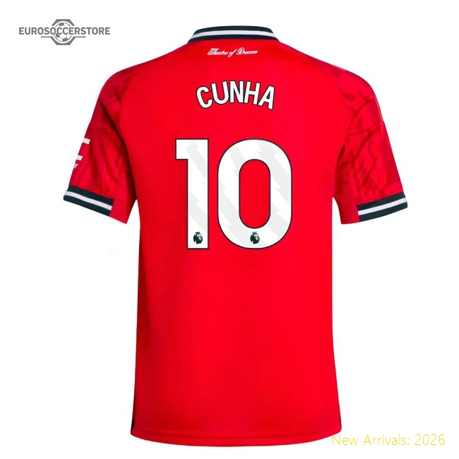 2025-2026 Man Utd Home Shirt (Kids) (Cunha 10)-Football Jersey Hub
