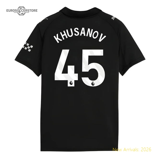 2025-2026 Man City Away Shirt (Kids) (Khusanov 45)-Football Jersey Hub
