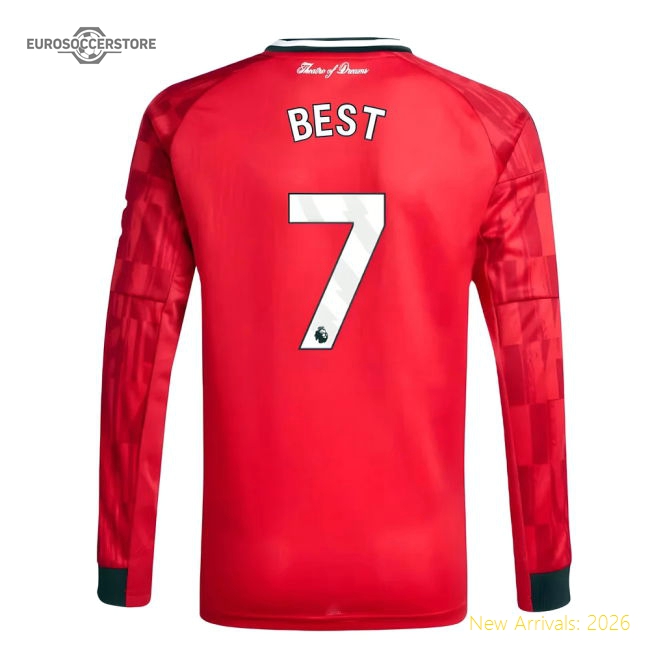 2025-2026 Man Utd Long Sleeve Home Shirt (Kids) (Best 7)-Football Jersey Hub