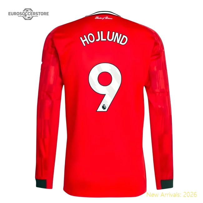 2025-2026 Man Utd Long Sleeve Home Shirt (Hojlund 9)-Football Jersey Hub