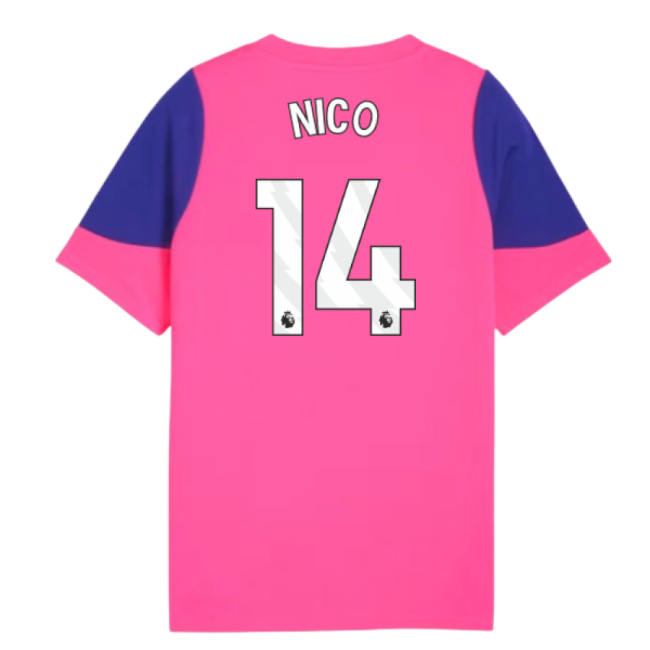2025-2026 Man City Training Jersey (Fluro Pink) - Kids (Nico 14)-Football Shirts Shop