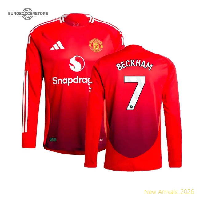 2024-2025 Man Utd Authentic Long Sleeve Home Shirt (Beckham 7)-Football Jersey Hub