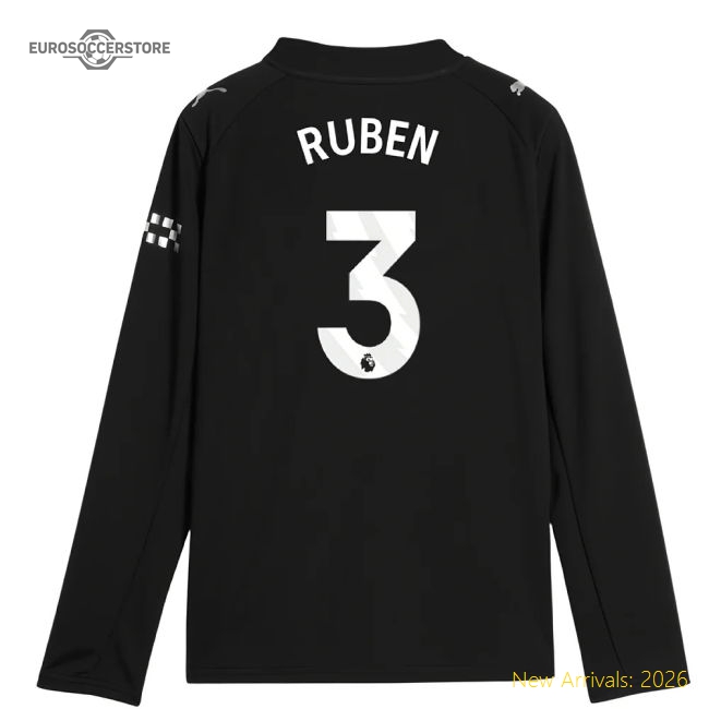 2025-2026 Man City Long Sleeve Away Shirt (Kids) (Ruben 3)-Football Jersey Hub