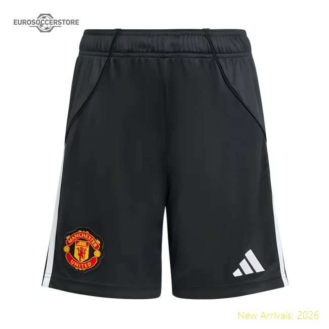 2025-2026 Man Utd Home Shorts (Black) - Kids-Football Jersey Hub
