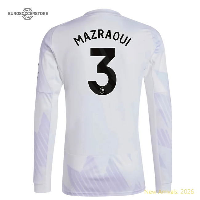 2025-2026 Man Utd Long Sleeve Away Shirt (Mazraoui 3)-Football Jersey Hub