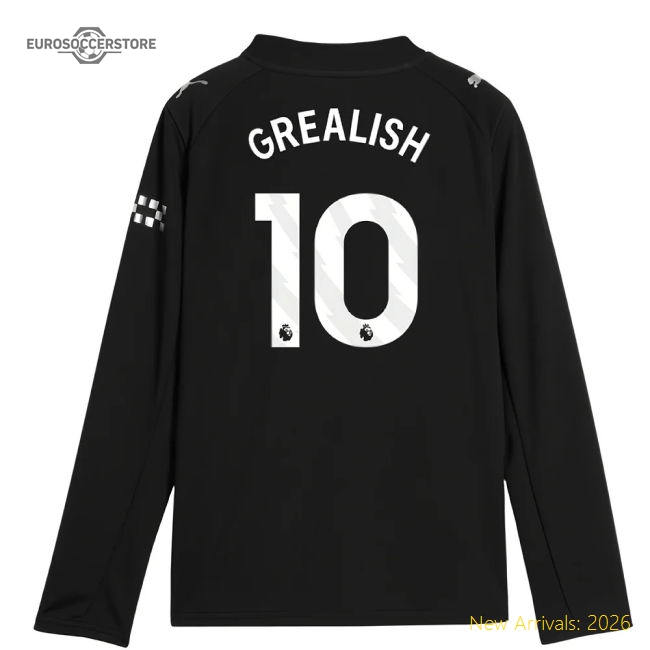 2025-2026 Man City Long Sleeve Away Shirt (Kids) (Grealish 10)-Football Jersey Hub