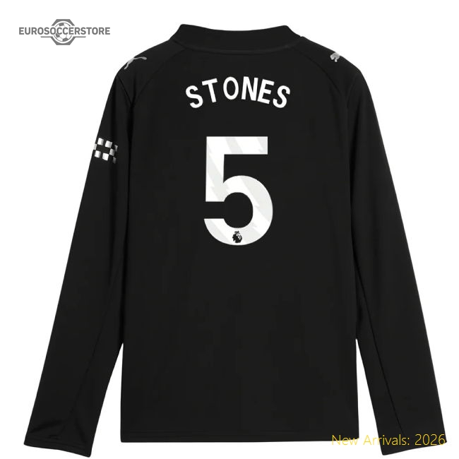 2025-2026 Man City Long Sleeve Away Shirt (Kids) (Stones 5)-Football Jersey Hub