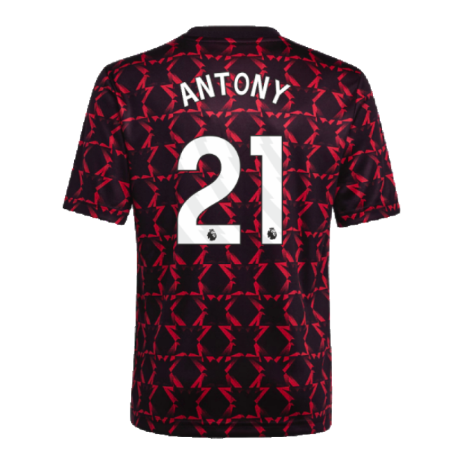 2024-2025 Man Utd Pre-Match Shirt (Black) - Kids (Antony 21)-Football Jersey Hub