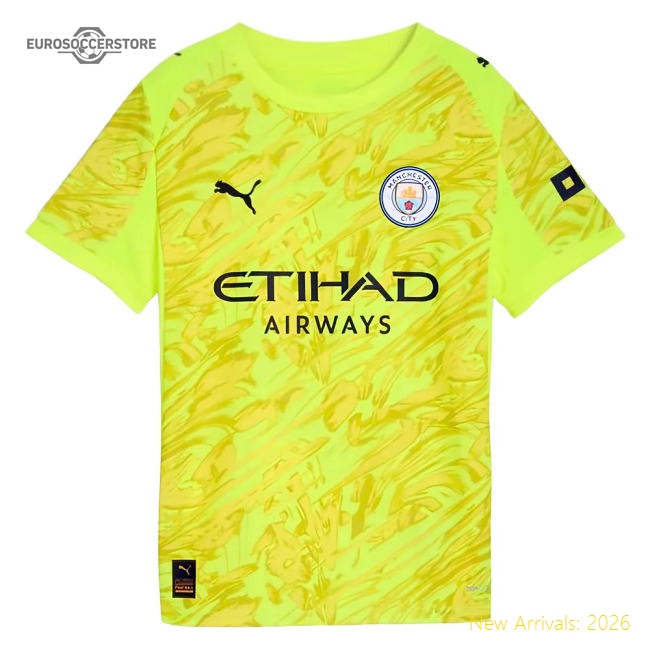 2025-2026 Man City Goalkeeper Third Shirt (Yellow) - Kids (Your Name)-Football Jersey Hub