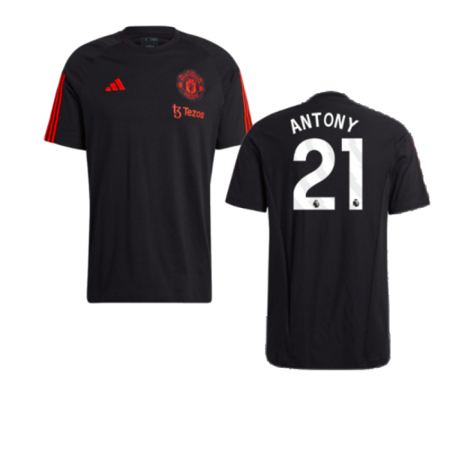 2023-2024 Man Utd Training Tee (Black) (Antony 21)-Football Jersey Hub