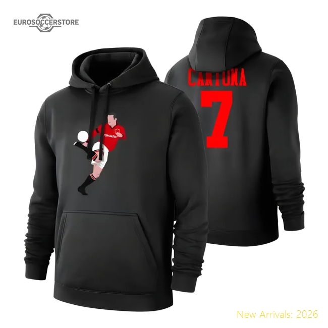 Eric Cantona Skills footer with hood, black-Football Jersey Hub