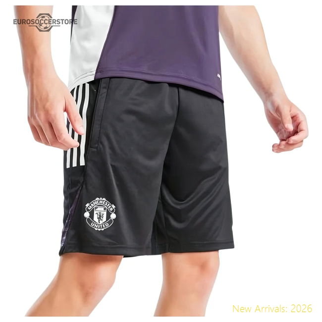 2025-2026 Man Utd Training Shorts (Black) - Kids-Football Jersey Hub