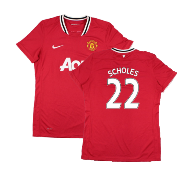 Manchester United 2011-12 Home Shirt (Women\'s) ((Very Good) M) (Scholes 22)-Football Jersey Hub