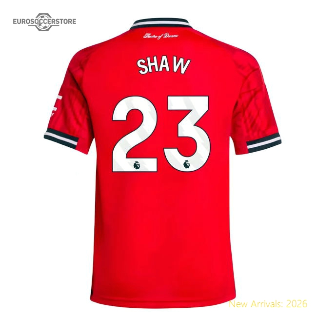 2025-2026 Man Utd Home Shirt (Kids) (Shaw 23)-Football Jersey Hub