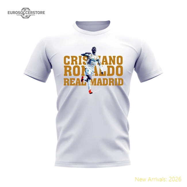 Cristiano Ronaldo Real Madrid Player Tee (White)-BuySoccerJersey Hub