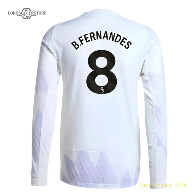 2025-2026 Man Utd Authentic Long Sleeve Away Shirt (B.Fernandes 8)-Football Jersey Hub