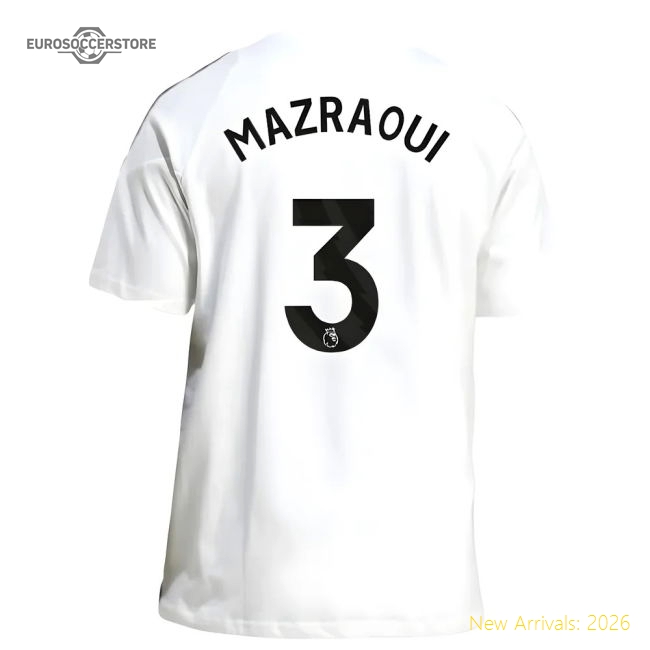 2025-2026 Man Utd Training Tee (White) (Mazraoui 3)-Football Jersey Hub