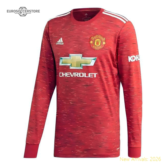2020-2021 Man Utd Adidas Home Long Sleeve Shirt-Football Jersey Hub