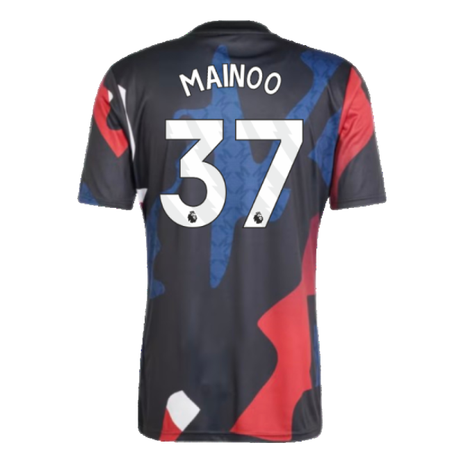 2024-2025 Man Utd Pre-Match Jersey (Black) (Mainoo 37)-Football Jersey Hub