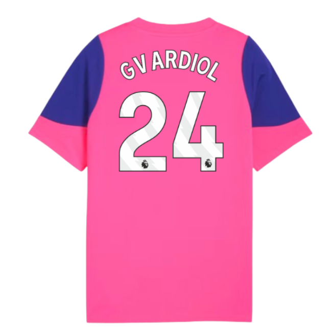 2025-2026 Man City Training Jersey (Fluro Pink) - Kids (Gvardiol 24)-Football Shirts Shop