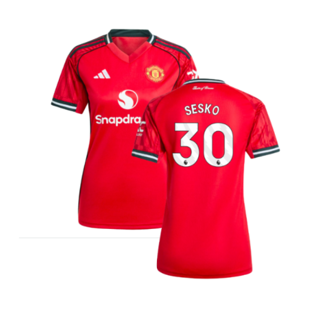 2025-2026 Man Utd Home Shirt (Womens) (Sesko 30)-Football Jersey Hub