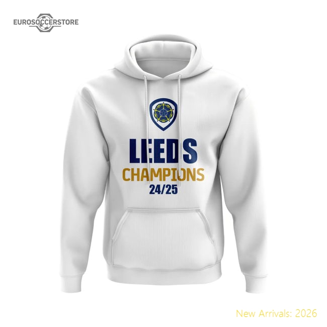 Leeds United Champions 24-25 Hoody (White) Jersey Classic Game-PitchVibe Kits