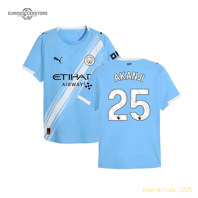 2025-2026 Man City Authentic Home Shirt (Akanji 25)-Football Shirts Shop