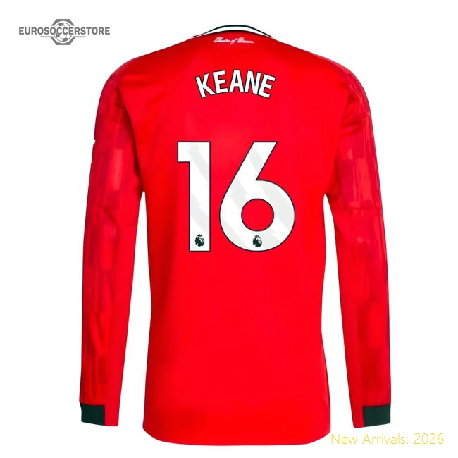 2025-2026 Man Utd Long Sleeve Home Shirt (Keane 16)-Football Jersey Hub