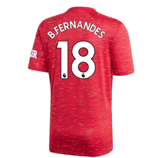 2020-2021 Man Utd Adidas Home Football Shirt (B.FERNANDES 18)-Football Jersey Hub