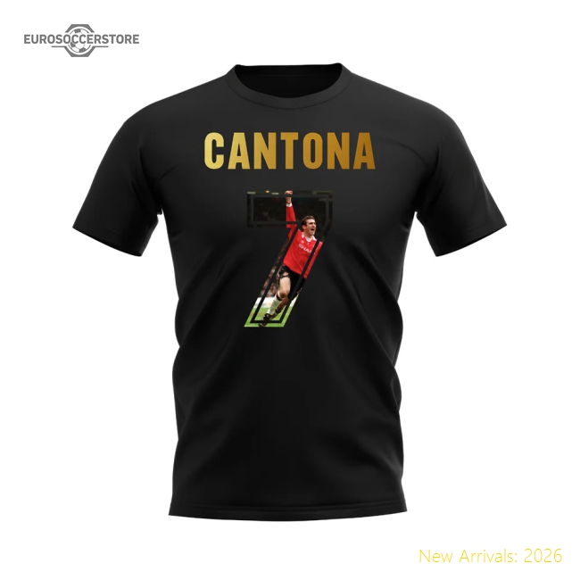 Eric Cantona Name And Number Manchester United T-Shirt (Black)-Football Jersey Hub