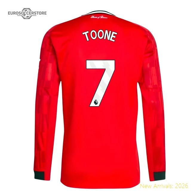 2025-2026 Man Utd Long Sleeve Home Shirt (Toone 7)-Football Jersey Hub