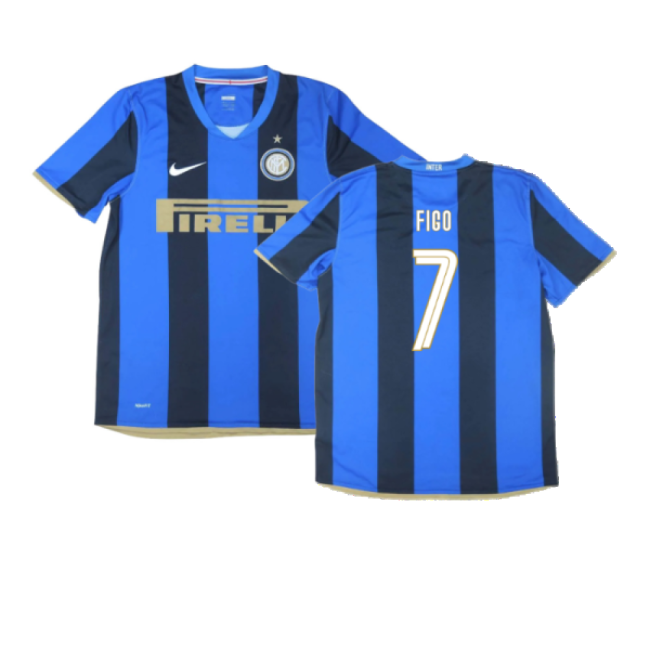 Inter Milan 2008-09 Home Shirt ((Excellent) S) (Figo 7)-Football Shirts Shop