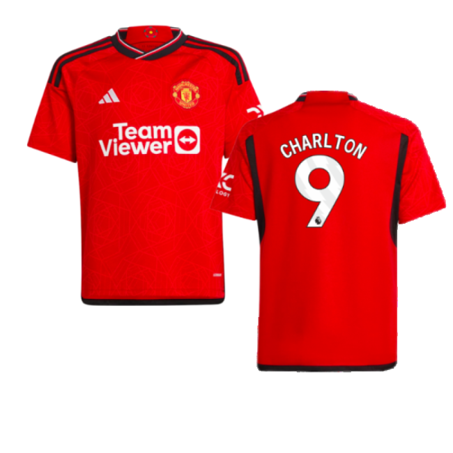 2023-2024 Man Utd Home Shirt (Kids) (Charlton 9)-Football Jersey Hub