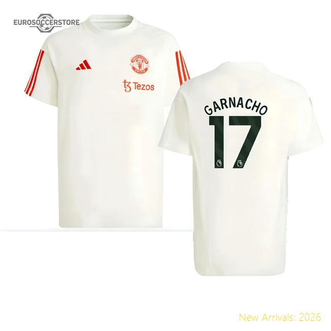 2023-2024 Man Utd Training Tee (White) - Kids (Garnacho 17)-Football Jersey Hub