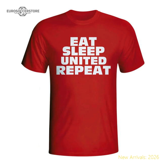 Eat Sleep Man Utd Repeat T-shirt (red)-Football Jersey Hub