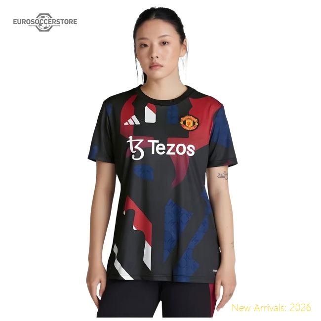 2024-2025 Man Utd Pre-Match Shirt (Black) - Womens-Football Jersey Hub