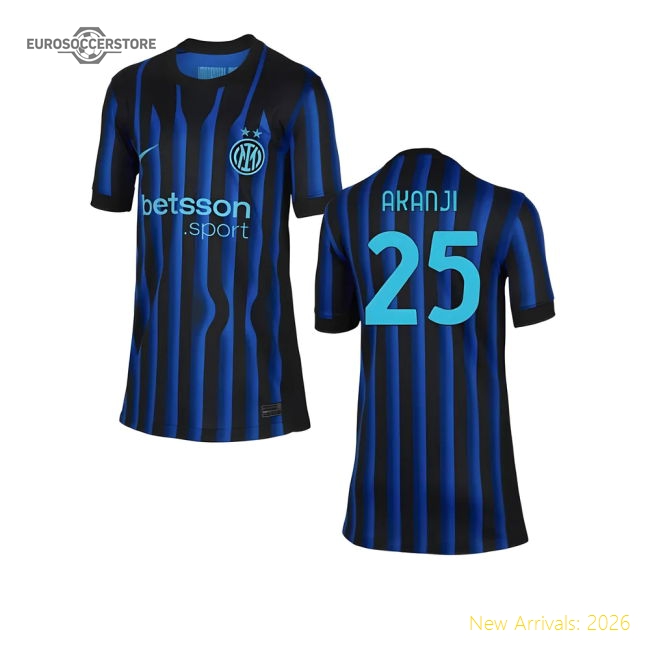 2025-2026 Inter Milan Home Shirt (Kids) (Akanji 25)-Football Shirts Shop