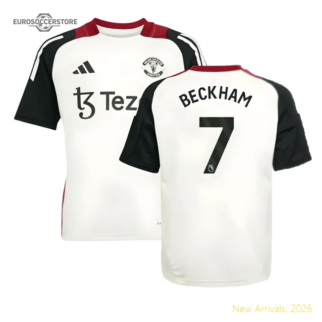 2024-2025 Man Utd Training Jersey (Off White) - Kids (Beckham 7)-Football Jersey Hub