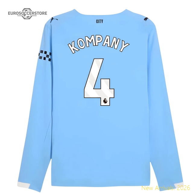 2025-2026 Man City Authentic Long Sleeve Home Shirt (Kompany 4)-Football Shirts Shop