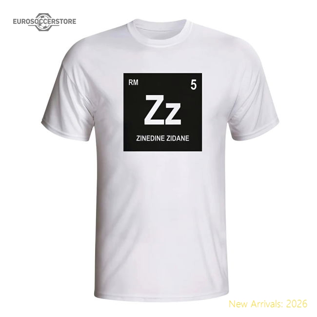 Zinedine Zidane Real Madrid Periodic Table T-shirt (white) - Kids-PitchVibe Kits