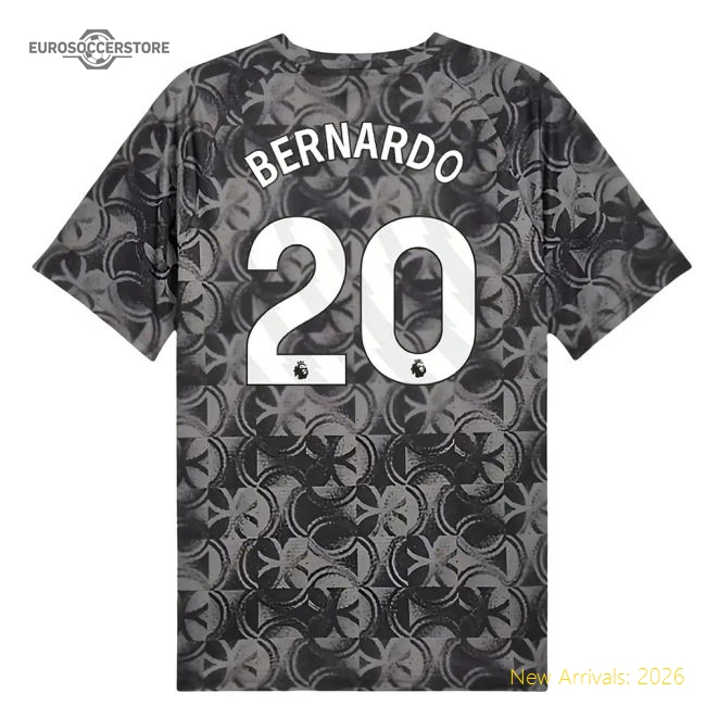 2025-2026 Man City Warm Up Jersey (Black) (Bernardo 20)-Football Shirts Shop