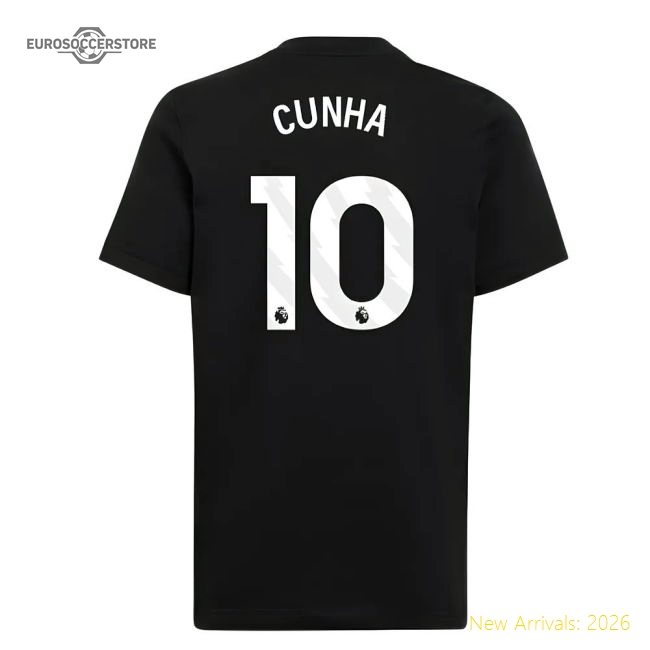 2025-2026 Man Utd EU Training Tee (Black) (Cunha 10)-Football Jersey Hub