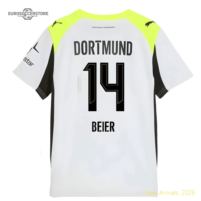 2025-2026 Borussia Dortmund Away Shirt (Kids) (Beier 14)-Football Jersey Hub