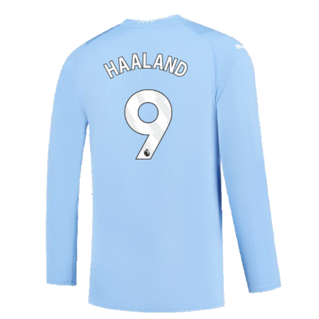 Manchester City 2023-2024 Puma Home Long Sleeved Shirt (S) (Good) (HAALAND 9)-PitchVibe Kits